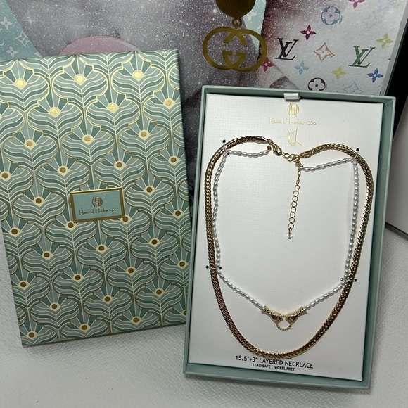 House of Harlow Glass Pearl Layered Necklace - Picture 4 of 6